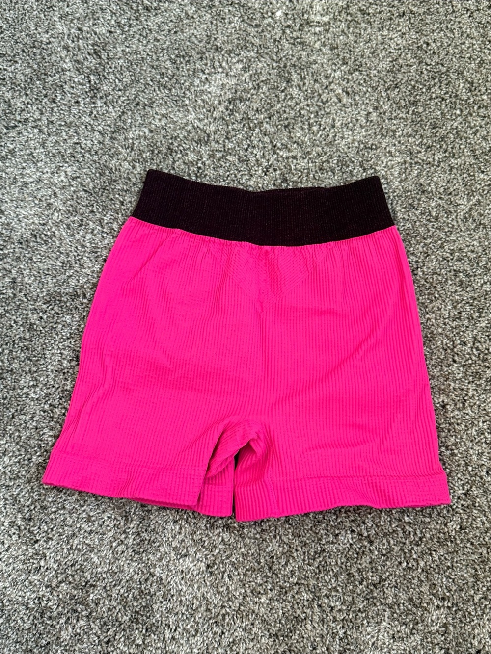Free People Movement Hot Pink Ribbed Shorts with Black Waistband